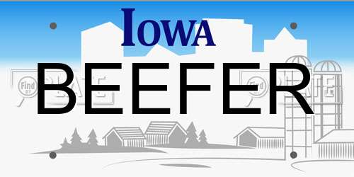 BEEFER Iowa License Plate