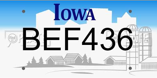 BEF436 Iowa License Plate