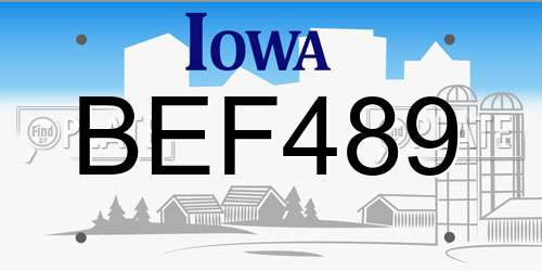 BEF489 Iowa License Plate