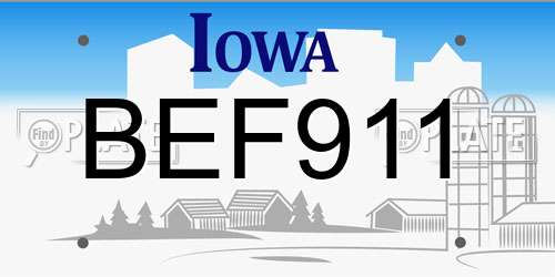 BEF911 Iowa License Plate