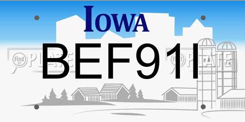 BEF91I Iowa License Plate