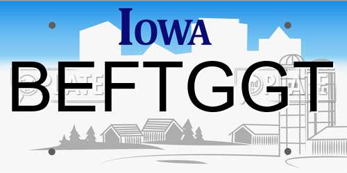 BEFTGGT Iowa License Plate