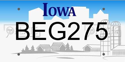 BEG275 Iowa License Plate