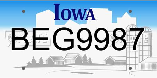 BEG9987 Iowa License Plate