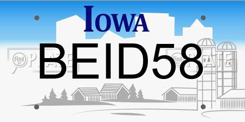 BEID58 Iowa License Plate