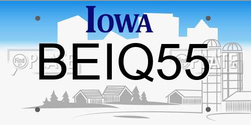 BEIQ55 Iowa License Plate