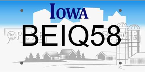 BEIQ58 Iowa License Plate
