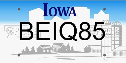 BEIQ85 Iowa License Plate