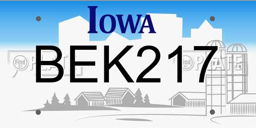 BEK217 Iowa License Plate