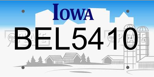 BEL5410 Iowa License Plate