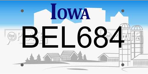 BEL684 Iowa License Plate