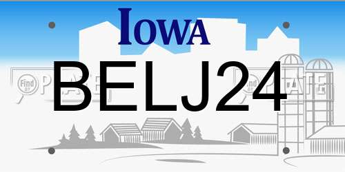 BELJ24 Iowa License Plate