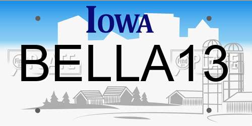 BELLA13 Iowa License Plate