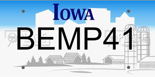 BEMP41 Iowa License Plate