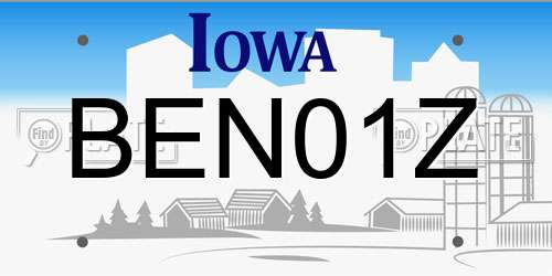 BEN01Z Iowa License Plate