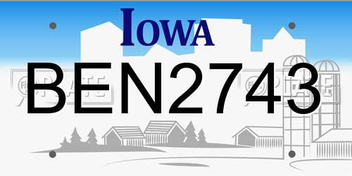 BEN2743 Iowa License Plate