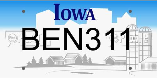 BEN311 Iowa License Plate