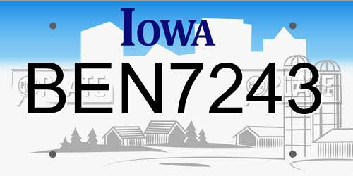 BEN7243 Iowa License Plate