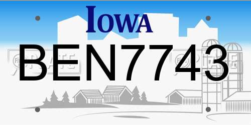 BEN7743 Iowa License Plate