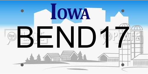 BEND17 Iowa License Plate