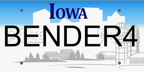 BENDER4 Iowa License Plate