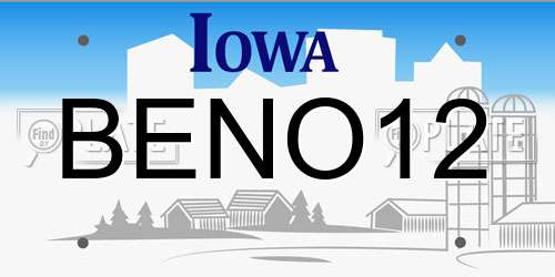 BENO12 Iowa License Plate
