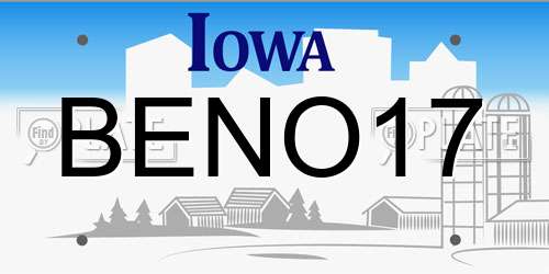 BENO17 Iowa License Plate