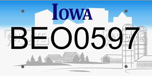 BEO0597 Iowa License Plate