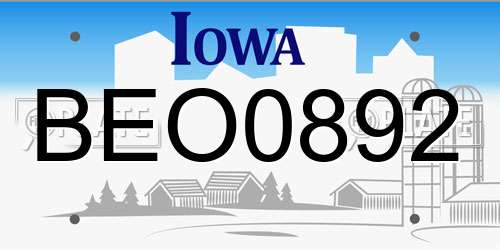 BEO0892 Iowa License Plate