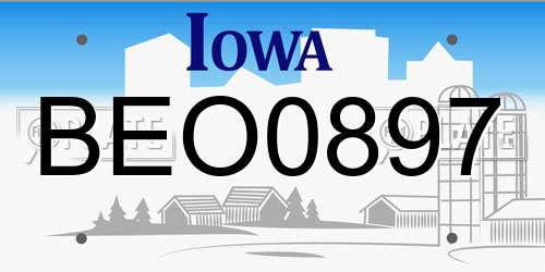 BEO0897 Iowa License Plate
