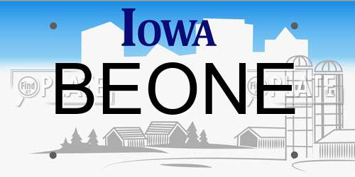 BEONE Iowa License Plate
