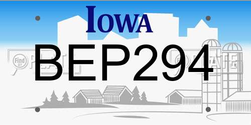 BEP294 Iowa License Plate