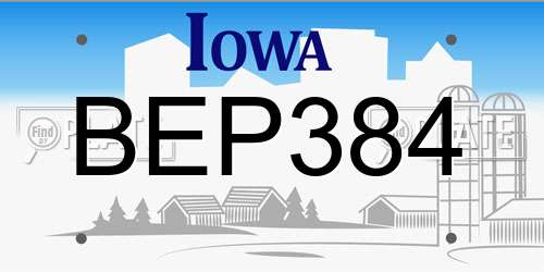 BEP384 Iowa License Plate