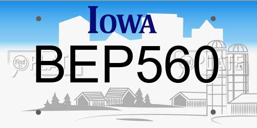 BEP560 Iowa License Plate