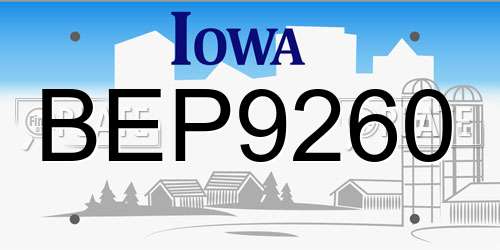 BEP9260 Iowa License Plate