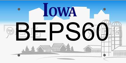 BEPS60 Iowa License Plate