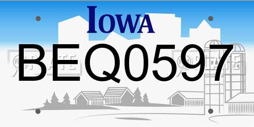 BEQ0597 Iowa License Plate