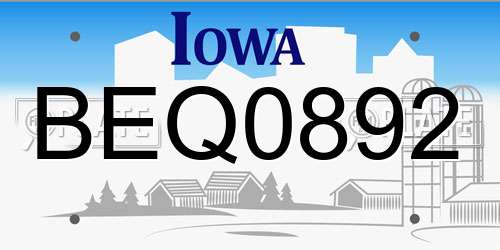 BEQ0892 Iowa License Plate