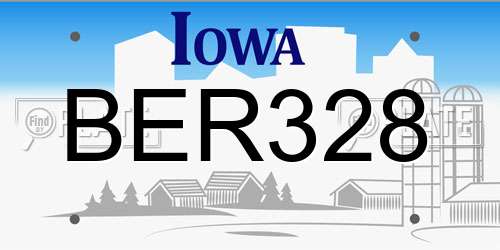 BER328 Iowa License Plate