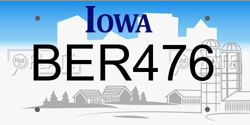 BER476 Iowa License Plate