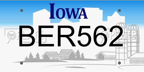 BER562 Iowa License Plate