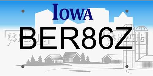 BER86Z Iowa License Plate