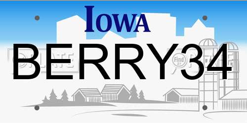 BERRY34 Iowa License Plate
