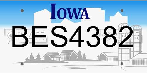 BES4382 Iowa License Plate