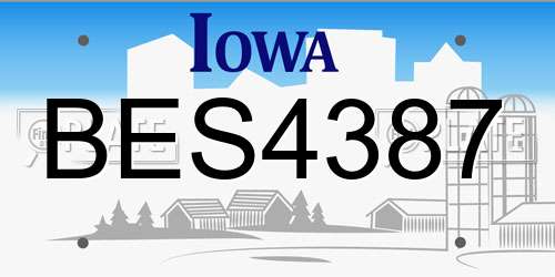 BES4387 Iowa License Plate