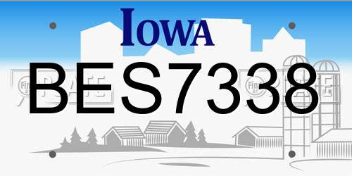 BES7338 Iowa License Plate