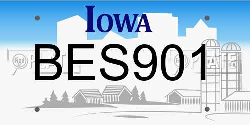 BES901 Iowa License Plate