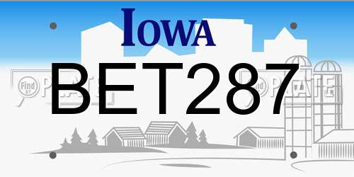BET287 Iowa License Plate