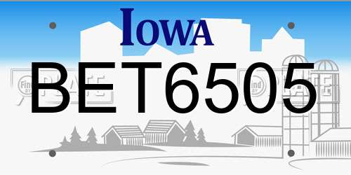 BET6505 Iowa License Plate