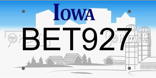 BET927 Iowa License Plate